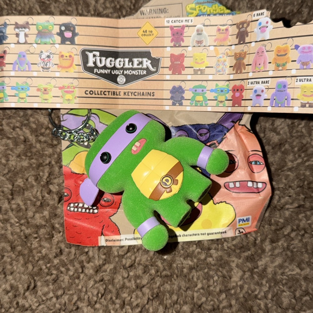 Fuggler Bag Clip Keychain Series 2 TMNT Donatello Catch Me Flocked Rare New